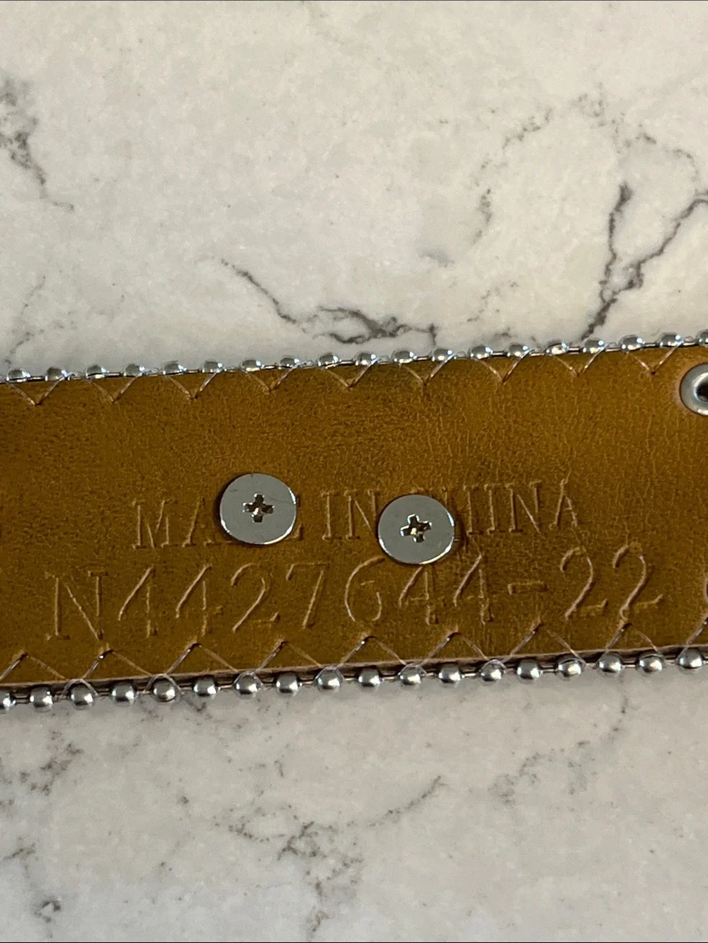 Girls Brown Studded Western Belt with Ornate Silver Buckle